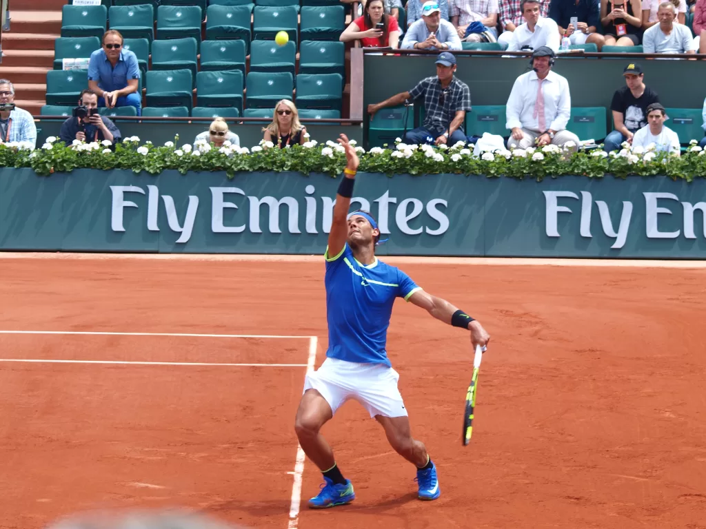 Rafael Nadal serving