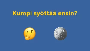 Miettivä hymynaama ja kolikko